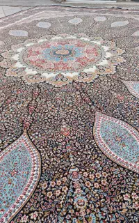 فرش ۱۲متری جفت ۱۰۰شانه سورمه ای نقشه خاص