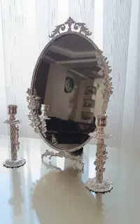 ست آینه شمعدانی برنز