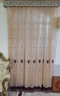 پرده حریر گل برجسته
