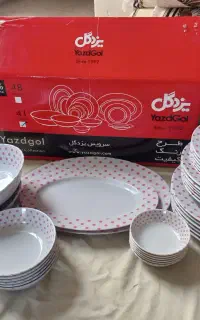 سرویس ملامین ۴۱ پارچ یزدگل مروارید صورتی