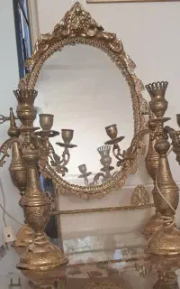 آیینه شمعدان برنجی عتیقه