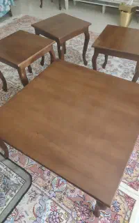 میز وسط مبل ۸۰ در ۸۰ سانت و ۳ عدد عسلی چوب راش نو