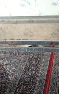 میز استیل ۶ نفره با صندلی روشم شیشه ۵ میل