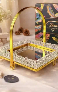 سینی شیرینی خوری کریستال نشکن آینه ای