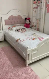 پرده طرحدار کتان هازان دخترانه بهمراه روتختی