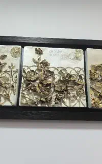 قاب سه قطعه متصل به هم طلایی سفید