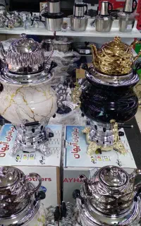 سماور گازی سه تیکه برنزی (طرح سنگی) برادران