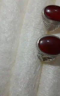 جفت عقیق سرخ یمنی کهنه تراش دار