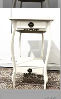 میز تلفن سفید چوبی