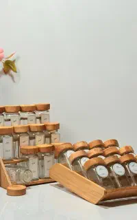 جا ادویه مکارتی ۱۲تایی استند درب چوبی اک