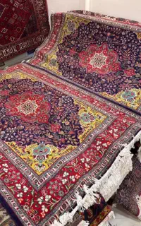 جفت ۶متری دستبافت تبریز زمینه سرمه ای