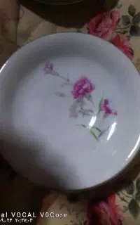 شش عدد نعلبکی گل سرخی قدیمی