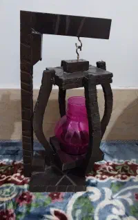جا شمعی طرح فانوسی آویزان، چوبی