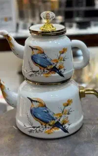 کتری قوری لعابی گلدار یونی هوم