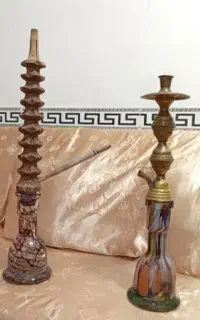 قلیان برنجی معماریان و قلیان چوب گردو باهم 2500