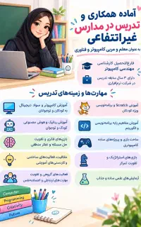 معلم کامپیوتر آماده همکاری با مدارس غیرانتفاعی