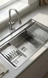سینک استیل باکسی دست‌ساز آکسو مدل F104