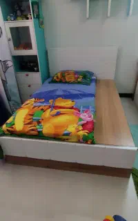 تخت نوجوان MDF روکش وکیوم به همراه تشک فنری