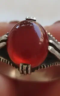 انگشترعقیق قدیمی با رکاب نقره ۹۲۵ کار خاص کلکسیونی