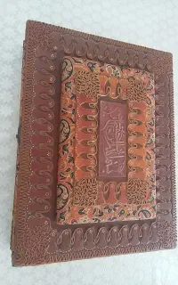 قران نفیس با جلد دست ساز چرم و ترمه یزد