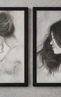 تابلو طراحی چهره سیاه قلم