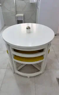 میزنهارخوری کمجا گرد سفید۴نفره کم جادرحدنو