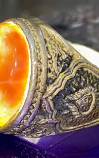 انگشتر عقیق آتشی طبیعی با رکاب نقره 925 دست‌ساز