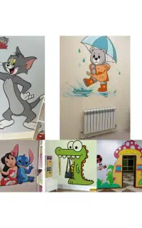 نقاشی دیواری مدارس ،مهدکودک،طرح مینیمال،کافه