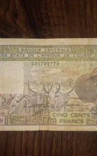 اسکناس قدیمی ۵۰۰ فرانک CFA غرب آفریقا سال ۱۹۹۰