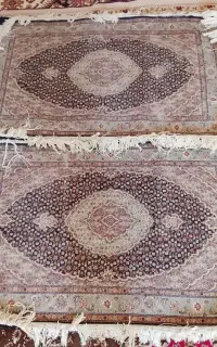 یک جفت فرش دستباف با زحمت دست ارزا ماهی