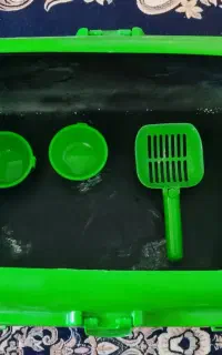 ظرف خاک گربه + ظرف غذا کاملا سالم