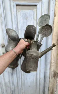 آفتابه و پارچ مسی قدیمی چکشی
