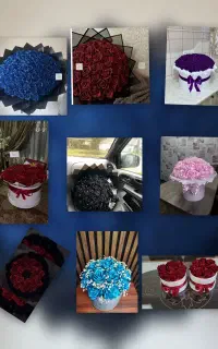 باکس و دسته گل گل رز روبانی