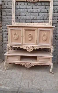 میز تلویزیون و اینه کنسول چوبی تمام چوب جدید