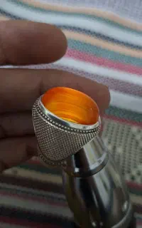 انگشتر نقره دستساز عقیق طوق دار