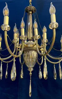 لوستراذرخش کریستالی جدیدبرنجی۱۳+۳شعله برنج کریستال