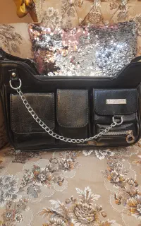 کیف جلو سه جیب لندن  چرم وارداتی رومانی مشکی
