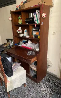 کتابخانه میز چوبی با کشو و طبقه