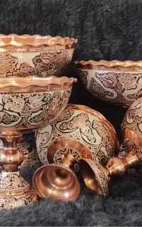 ست مس نقره کوب زنجان تک و عمده