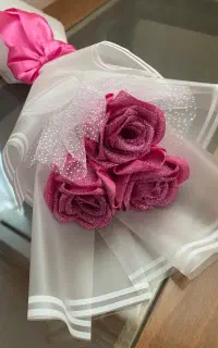 دسته گل روبانی