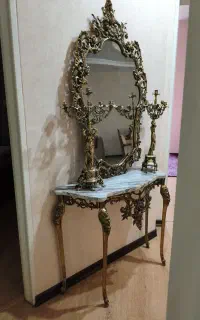 آینه و شمعدان و کنسول  برنزی اصل
