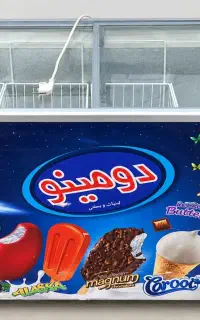 یخجال فریزر صندوقی درب شیشه‌ای دومینو