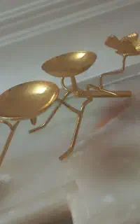 جا شمعی استیل طلایی و نقره ای