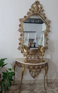آینه و شمعدان برنز