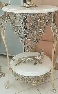 میز تلفن دوطبقه برنز برنزی