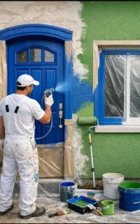 (رنگ آمیزی درب و پنجره ساختمان)