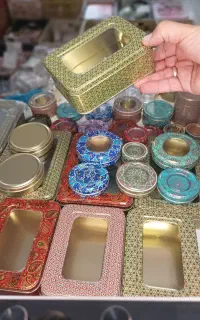 ظرف فلزی خاتم ۵۰ گرمی مستطیل آجیل /خشکبار /زعفران