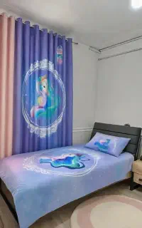 پرده و رو تختی ست دخترانه