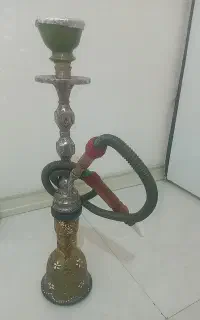 قلیون برنجی تراش خورده کار دست بسیار زیبا