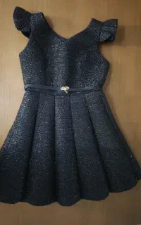 لباس مجلسی دخترانه مشکی +ست کمربند و گردنبد